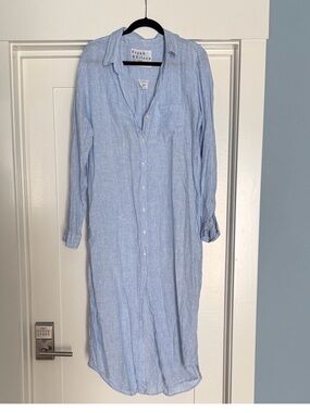 Frank & Eileen RORY Maxi Shirtdress light blue Size XL 100 % Linen